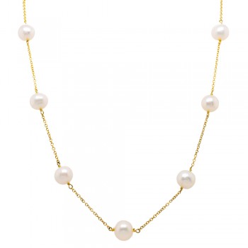 Χρυσό κολιέ Κ14 με μαργαριτάρια