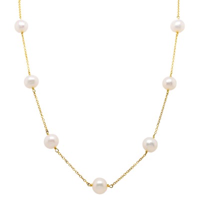 Χρυσό κολιέ Κ14 με μαργαριτάρια