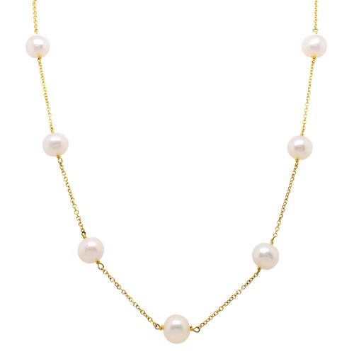 Χρυσό κολιέ Κ14 με μαργαριτάρια