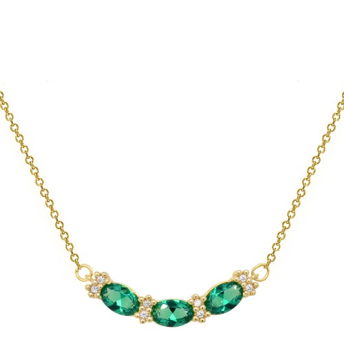 Χρυσό κολιέ Κ14 με οβάλ ζιργκόν