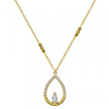 Χρυσό κολιέ σταγόνα Κ14 με ζιργκόν