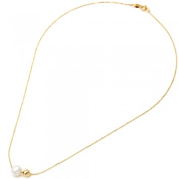 Χρυσό κολιέ Κ14 με μαργαριτάρι