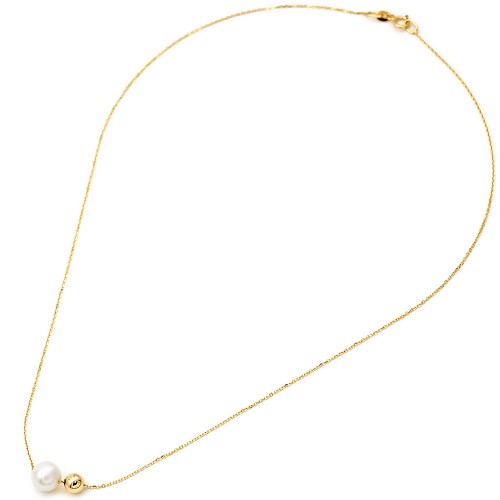 Χρυσό κολιέ Κ14 με μαργαριτάρι