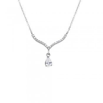 Λευκόχρυσο κολιέ σταγόνα Κ14 με ζιργκόν