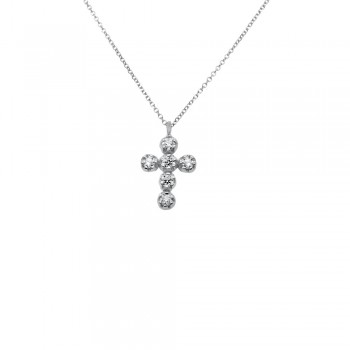 Λευκόχρυσο κολιέ σταυρουδάκι Κ14 με ζιργκόν