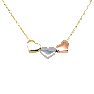 Χρυσό κολιέ καρδιές Κ14