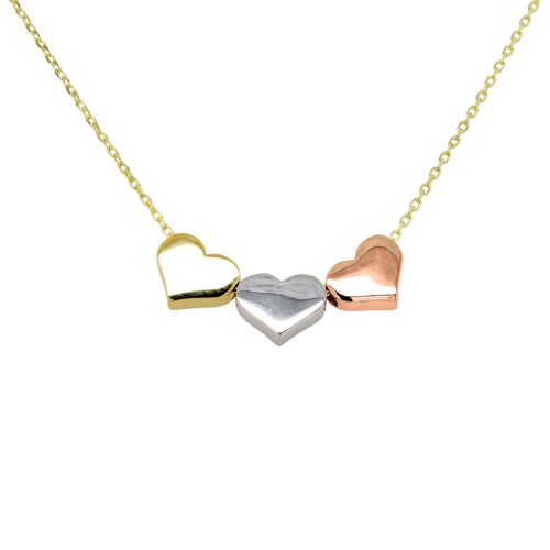 Χρυσό κολιέ καρδιές Κ14