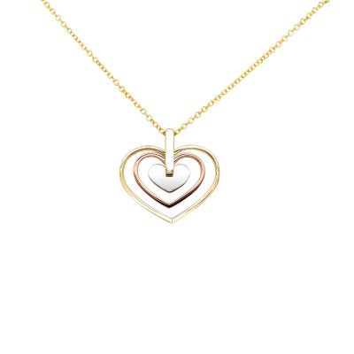 Χρυσό κολιέ καρδιές Κ14