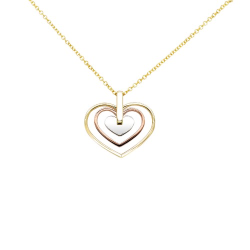Χρυσό κολιέ καρδιές Κ14