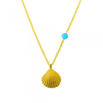 Κολιέ κοχύλι με μαργαριτάρι χρυσό Κ14