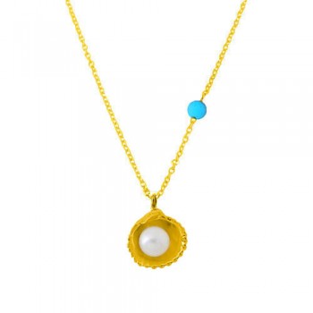 Κολιέ κοχύλι με μαργαριτάρι χρυσό Κ14