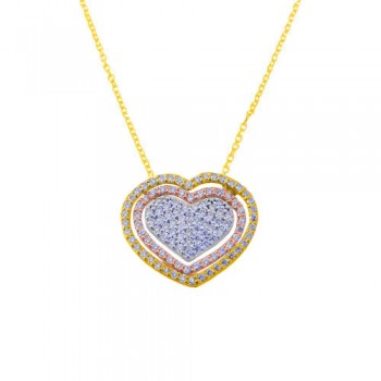Χρυσό κολιέ καρδιά Κ14 με ζιργκόν
