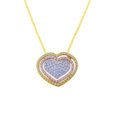 Χρυσό κολιέ καρδιά Κ14 με ζιργκόν