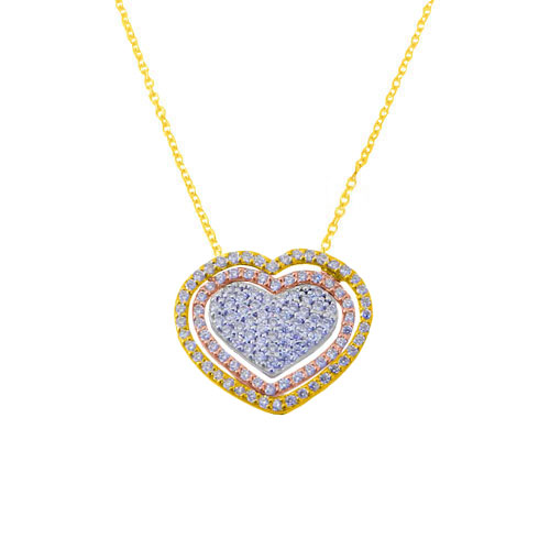 Χρυσό κολιέ καρδιά Κ14 με ζιργκόν