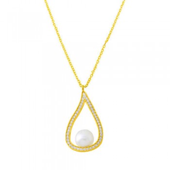 Χρυσό κολιέ Κ14 με μαργαριτάρι