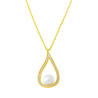 Χρυσό κολιέ Κ14 με μαργαριτάρι