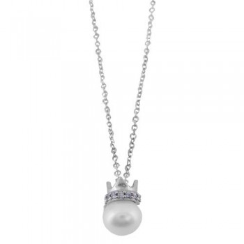 Λευκόχρυσο κολιέ Κ14 με μαργαριτάρι
