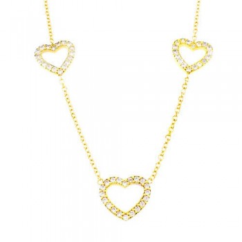 Χρυσό κολιέ καρδιές Κ14