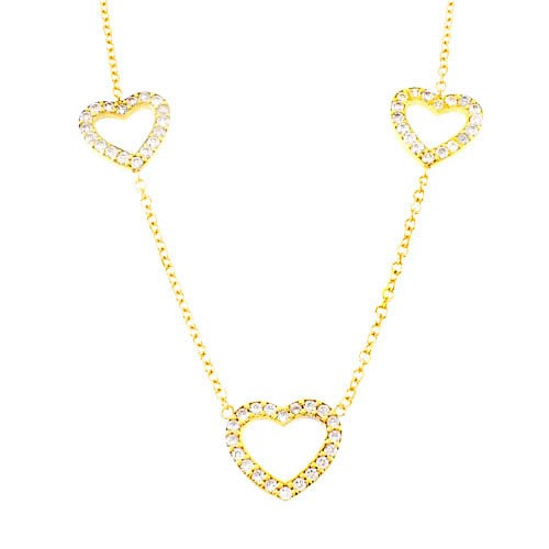 Χρυσό κολιέ καρδιές Κ14