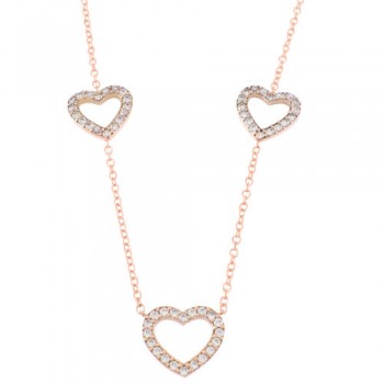 Κολιέ καρδιές από ροζ χρυσό Κ14
