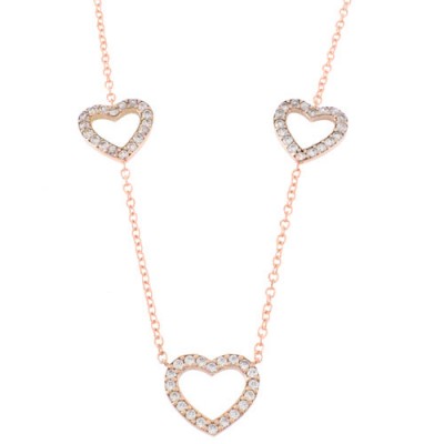 Κολιέ καρδιές από ροζ χρυσό Κ14