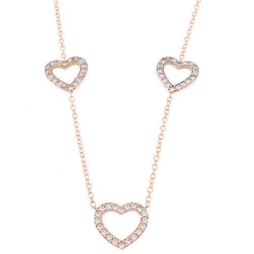 Κολιέ καρδιές από ροζ χρυσό Κ14