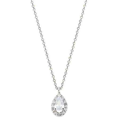 Λευκόχρυσο κολιέ σταγόνα Κ14