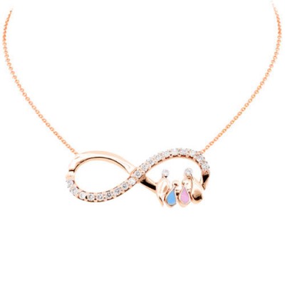 Κολιέ άπειρο οικογένεια από ροζ χρυσό Κ14