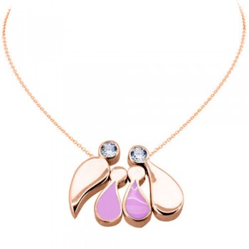 Κολιέ οικογένεια από ροζ χρυσό Κ14