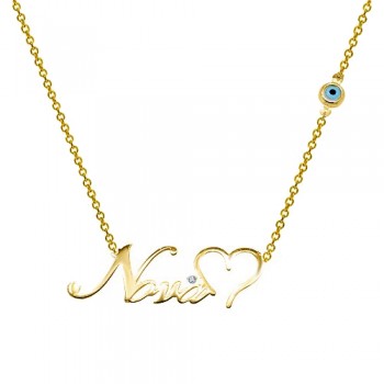 Χρυσό κολιέ Νονά Κ14 με καρδιά