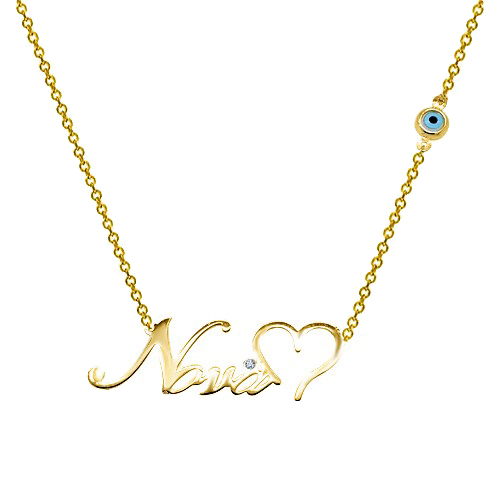 Χρυσό κολιέ Νονά Κ14 με καρδιά