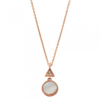 Κολιέ κύκλος από ροζ χρυσό Κ14 με φίλντισι