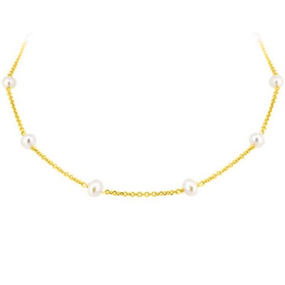 Χρυσό κολιέ Κ14 με μαργαριτάρια