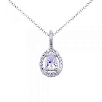 Λευκόχρυσο νυφικό κολιέ σταγόνα Κ14