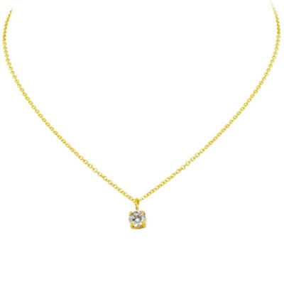 Χρυσό κολιέ μονόπετρο Κ14 με ζιργκόν