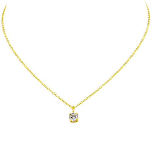 Χρυσό κολιέ μονόπετρο Κ14 με ζιργκόν