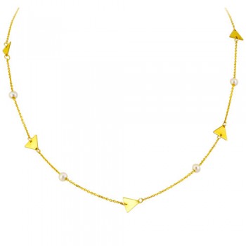 Χρυσό κολιέ Κ14 με μαργαριτάρια