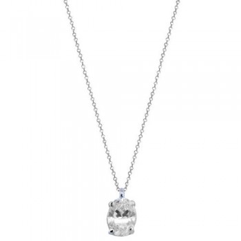 Λευκόχρυσο μονόπετρο κολιέ Κ14 με ζιργκόν