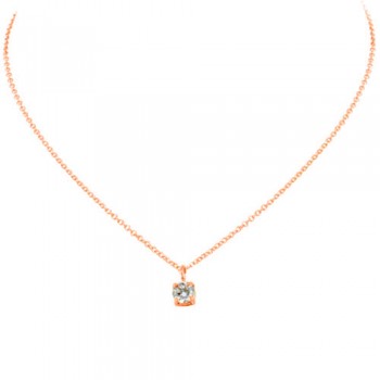 Ροζ χρυσό κολιέ μονόπετρο Κ14 με ζιργκόν