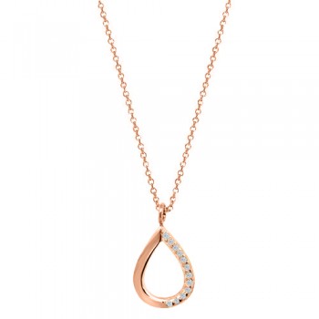 Ροζ χρυσό κολιέ σταγόνα Κ14 με ζιργκόν
