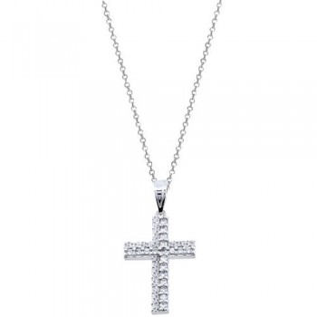 Λευκόχρυσο σταυρουδάκι Κ14 με αλυσίδα