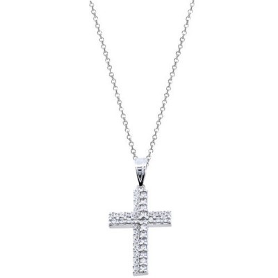 Λευκόχρυσο σταυρουδάκι Κ14 με αλυσίδα