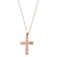 Ροζ χρυσό σταυρουδάκι Κ14 με αλυσίδα