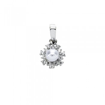 Λευκόχρυσο μενταγιόν Κ14 με μαργαριτάρι