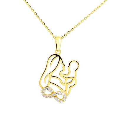 Χρυσό μενταγιόν μαμά και μωρό Κ14 με αλυσίδα