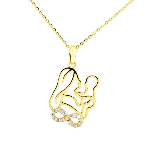 Χρυσό μενταγιόν μαμά και μωρό Κ14 με αλυσίδα