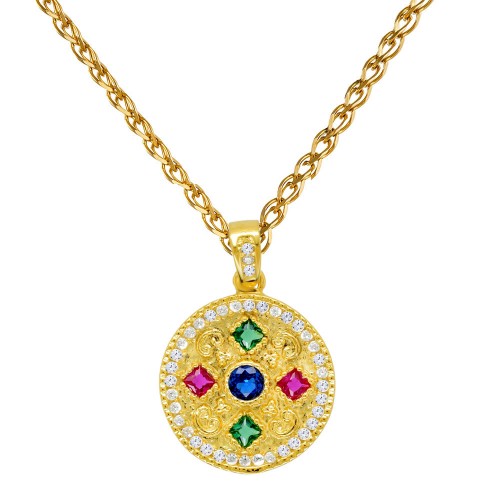 Χρυσό Βυζαντινό μενταγιόν Κ14 με αλυσίδα