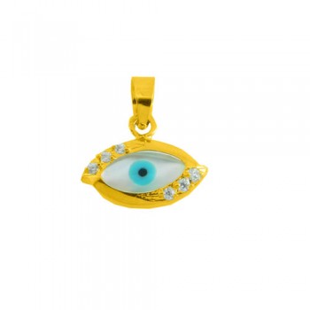 Χρυσό μενταγιόν μάτι Κ14 με ζιργκόν