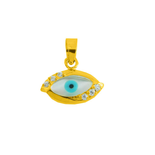 Χρυσό μενταγιόν μάτι Κ14 με ζιργκόν