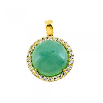 Χρυσό μενταγιόν Κ14 με ορυκτό αβεντουρίνη